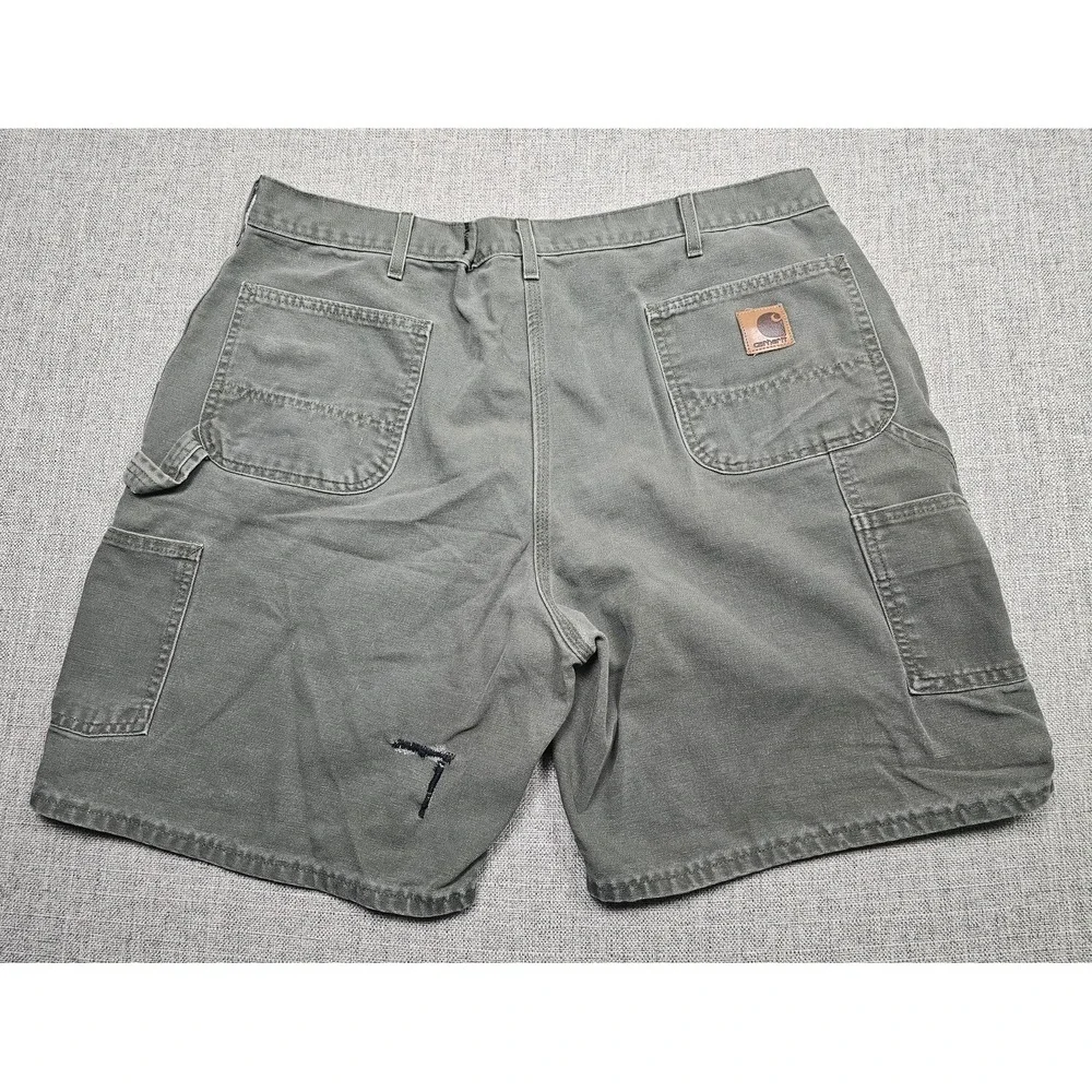 Carhartt Shorts Mens 42 Green Carpenter Utility Workwear USA Embroidered Pocket